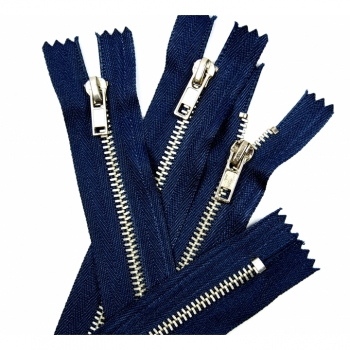 Kaufen Metall Reißverschluss 18cm 4mm unteilbar Jeansreißverschluss blau schwarz in gold oder silberoptik. Bild 4