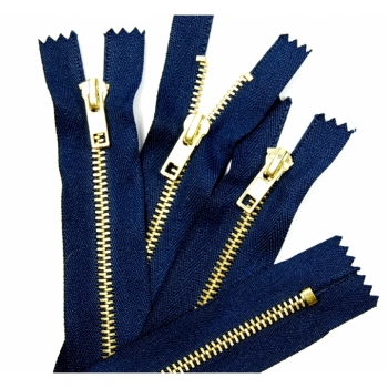 Buy Metall Reißverschluss 18cm 4mm unteilbar Jeansreißverschluss blau schwarz in gold oder silberoptik. Picture 3