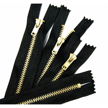 Kaufen Metall Reißverschluss 18cm 4mm unteilbar Jeansreißverschluss blau schwarz in gold oder silberoptik. Bild 2