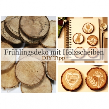 Kaufen 1St. Holzscheiben Baumscheiben Wood disk Ø ca.6cm rund mit 1xLoch Eiche Birkenscheibe Mixpacket Stärke ca.1cm Frühlingsdeko Deko . Bild 4
