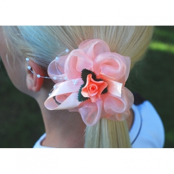 Buy Haargummi Haarschmuck Zopfhalter apricot grün Haarschmuck elegant  schlicht Haarschmuck für Blumenmädchen Haarschmuck Kommunion. Picture 1