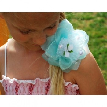 1St. Haargummi Haarschmuck Zopfhalter blau türkis Haarschmuck für Hochzeit Haarschmuck Blume Haargummi für Mädchen Haarschmuck Kommunion