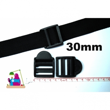 1St. Stopper 30mm Schieber Regulator Farbe schwarz Kunststoff Tasche nähen Rucksack nähen Kurzwaren Gurtband Gurtversteller Gurtstopper