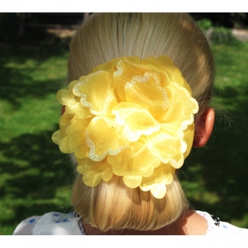 Buy Haargummi Haarschmuck Zopfhalter gelb  Haarschmuck für Hochzeit Haarschmuck Blume Haargummi für Mädchen Haarschmuck Kommunion Geschenk. Picture 1