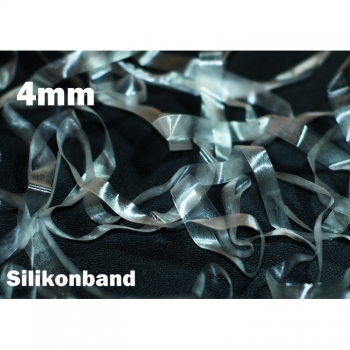 Kaufen 1m Silikonband Silikonlitze Transparentband Framilon Band transparent 4mm  für Raffungen und Kräuselungen BH Gummilitze silikon nähen. Bild 1