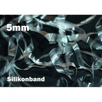 Kaufen 1m Silikonband Silikonlitze Transparentband Framilon Band transparent 5mm für Raffungen und Kräuselungen BH Gummilitze silikon nähen. Bild 1