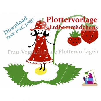 Kaufen Plotterdatei Sommer Erdbeere SVG DXF sofort download. Bild 1