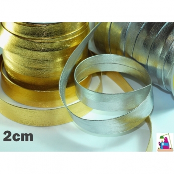 Buy  Schrägband gold silber Kunstleder Breite 2cm Papspelband Stoffkante Cord Meterware alles für die Taschen, Tasche nähen, Bias tape, sew. Picture 1