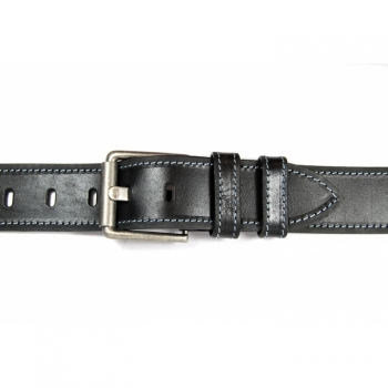 Kaufen Herren Ledergürtel Länge 120cm Breite 5cm schwarz durchgenäht. Bild 1