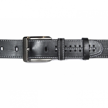 Leather belt length 135cm width 4cm black white unisex 