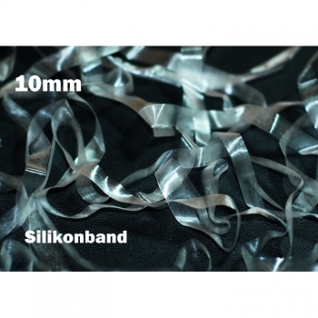 Kaufen Silikonband Silikonlitze Transparentband Framilon Band transparent 10mm für Raffungen und Kräuselungen BH Gummilitze silikon nähen. Bild 1