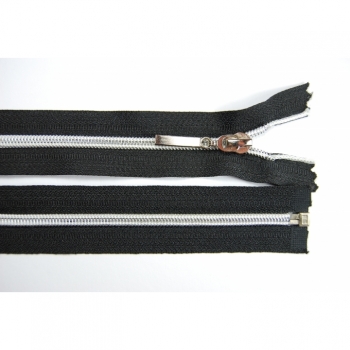 Metallized divisible zipper length 95cm spiral 5mm, Num.5 black silver
