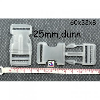 Buckles made of plastic, width 2,5 cm, white