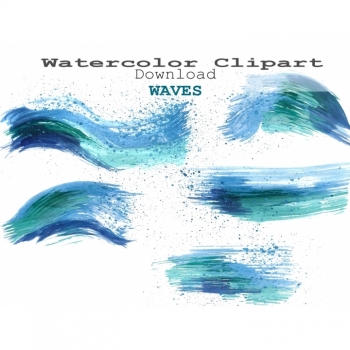 Ocean watercolor clipart, wave clip art, sea watercolor, ocean watercolor
