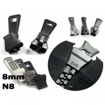 Kaufen 1 St. Zipper Schieber Reißverschluss mit Kunststoffzahn 8mm, Num.8 Reparatur Umtausch. Bild 1