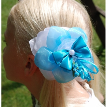 Buy 1St. Haargummi Haarschmuck Zopfhalter türkisblau Haarschmuck elegant Haarschmuck elegant Haargummi für Mädchen Haarschmuck Kommunion. Picture 1