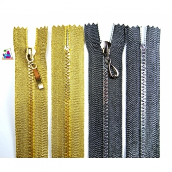 Zipper indivisible 16cm gold silver plastic tooth 5mm