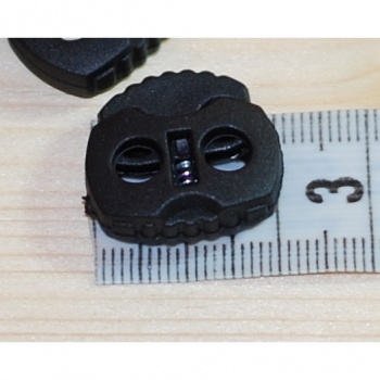 Kaufen Kordelstopper 4mm schwarz weiss mit 2 Löcher. Bild 3