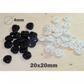 Cord stopper 4mm black white with 2 holes