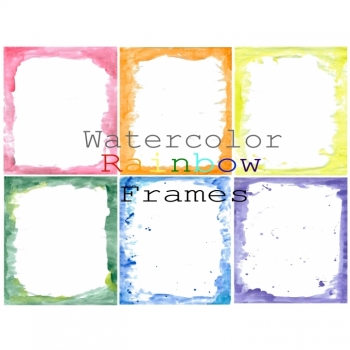 Watercolor Frames Rainbow Clipart commercial use Aquarell Frames handpainted Frames Borders Watercolor Texture colorful Splashes Brush PNG