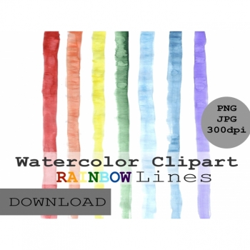 Rainbow borders watercolor Lines Splashes Blushes Brush Strokes commercial use clipart png birthday card download colourful lines hand paint