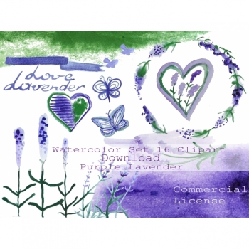 Lavender clipart, floral clipart watercolor, flower lavender wreath, lavender PNG 