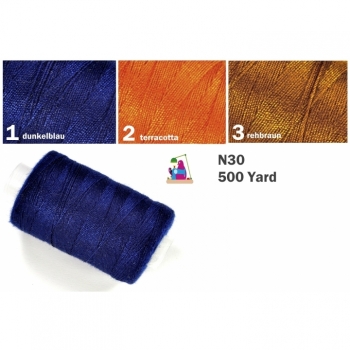 Buy Nähgarn N30 500 Yard Polyester dunkelblau braun orange sew sewing diy Garn Overlockgarn Nähgarn Spule allesnäher extra stark. Picture 1