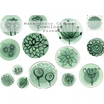 Digital stamps floral flower, circles for print sublimation, web, logo, banner
