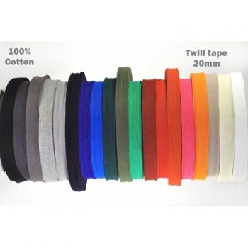  Woven ribbon made of pure cotton, width 20mm, 20 colors to choose from, bumper tape, bias tape