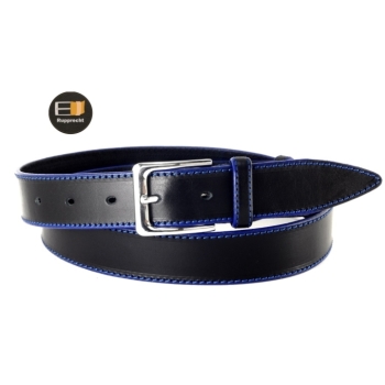 Leather belt length 130cm width 3,5cm navy black unisex for men women, gift for him, gift for her, mens accessoires, handmade belt, elegant