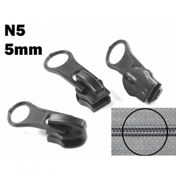 Zipper slider 5mm N5 for nylon zippers repair replacement slider exchange