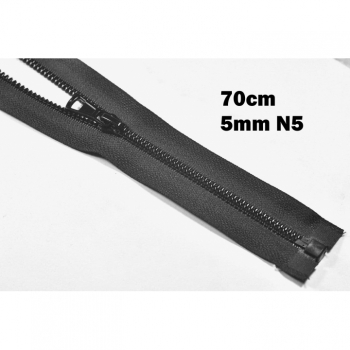 Reißverschluss 70cm teilbar schwarz Kunststoffzahn 5mm 