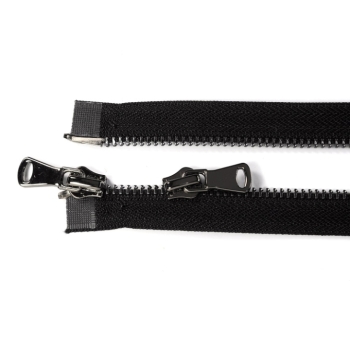 Kaufen Zwei Wege Metall Reißverschluss 60cm teilbar schwarz. Bild 3