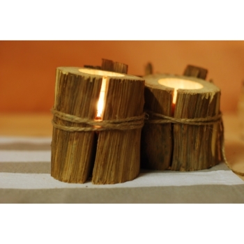 Kaufen Holz Kerze 2-er Set Holzdeko rustikal. Bild 2