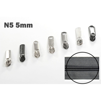 Zipper 5mm N5 for spiral nylon zippers