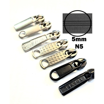 Zipper 5mm N5 für Spirale Nylon Reißverschlüsse